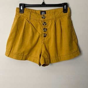 BDG Shorts | BDG High Waisted Mustard Yellow Pleated Shorts Size W25